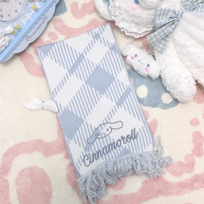 Pink & blue plaid my melody cinnamoroll cute japanese soft girl autumn winter warm shawl scarf scarves