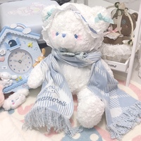 Pink & Blue Plaid My Melody Cinnamoroll Cute Japanese Soft Girl Autumn Winter Warm Shawl Scarf Scarves - Thumbnail 4