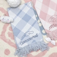 Pink & Blue Plaid My Melody Cinnamoroll Cute Japanese Soft Girl Autumn Winter Warm Shawl Scarf Scarves - Thumbnail 5
