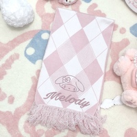 Pink & Blue Plaid My Melody Cinnamoroll Cute Japanese Soft Girl Autumn Winter Warm Shawl Scarf Scarves - Thumbnail 9