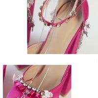 Millennium Hexagram Girls Y2K Gothic Cross Chain Handmade Thick Sole Pink Black White Purple High Heels Shoes - Thumbnail 8