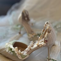 Lily of the valley Elegant Elf Fairy Princess Vines Green White Custom Made High Heels - Thumbnail 1