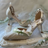 Lily of the valley Elegant Elf Fairy Princess Vines Green White Custom Made High Heels - Thumbnail 6