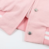 Sweet and Cool Y2K Girl Heart Embroidery Spring Autumn White Pink Baseball Jacket - Thumbnail 4