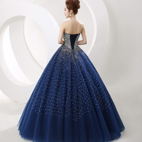 Blue Tulle Long Starry Night Prom Dress, Amazing Evening Dress - Thumbnail 1