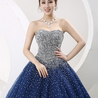 Blue Tulle Long Starry Night Prom Dress, Amazing Evening Dress - Thumbnail 2