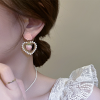 Beautiful Rose & Strawberry Pearl Earrings - Thumbnail 6