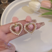 Beautiful Rose & Strawberry Pearl Earrings - Thumbnail 7