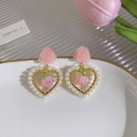 Beautiful Rose & Strawberry Pearl Earrings - Thumbnail 8