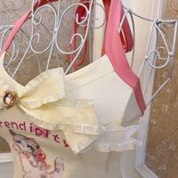 Retro Vintage Coquette Sweetheart Princess Sexy Serendipity Kitty Cat Cream Halter Neck Strap Camisole Top - Thumbnail 3
