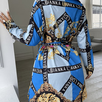 Women Long Sleeve Fashion Printed Dress - Thumbnail 2