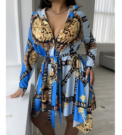 Women Long Sleeve Fashion Printed Dress