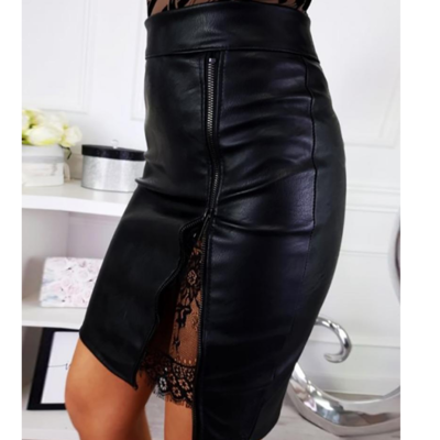 Lace zipper slimming sexy buttock wrap skirt - Thumbnail 2