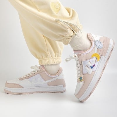 Astronaut moon stars angel stickers japanese causal girl sweet cute pink white women sneakers sports running shoes