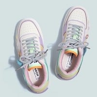 Macaron Candy Rainbow Stickers Japanese Causal Girl Sweet Cute Pink White Women Sneakers Sports Running Shoes - Thumbnail 3