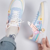 Pastel Colorful Stickers Japanese Causal Girl Sweet Cute Pink White Women Sneakers Sports Running Shoes - Thumbnail 2