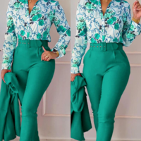 Fashion Casual Red Print Two Piece Set - Thumbnail 2