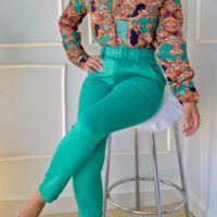 Slim Women Fashion Print Two Piece Set - Thumbnail 1