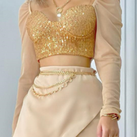 Fashion Women'S Splicing Sequin Two Piece Set - Thumbnail 1