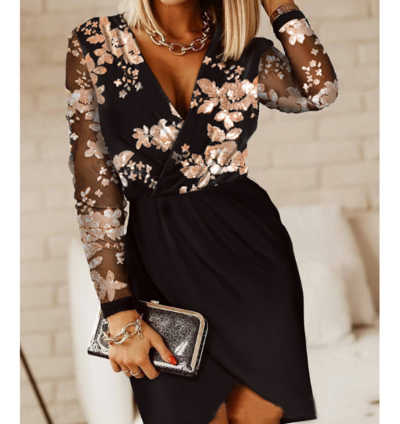 Elegant Temperament Women'S Clothing Beads Patchwork Dress