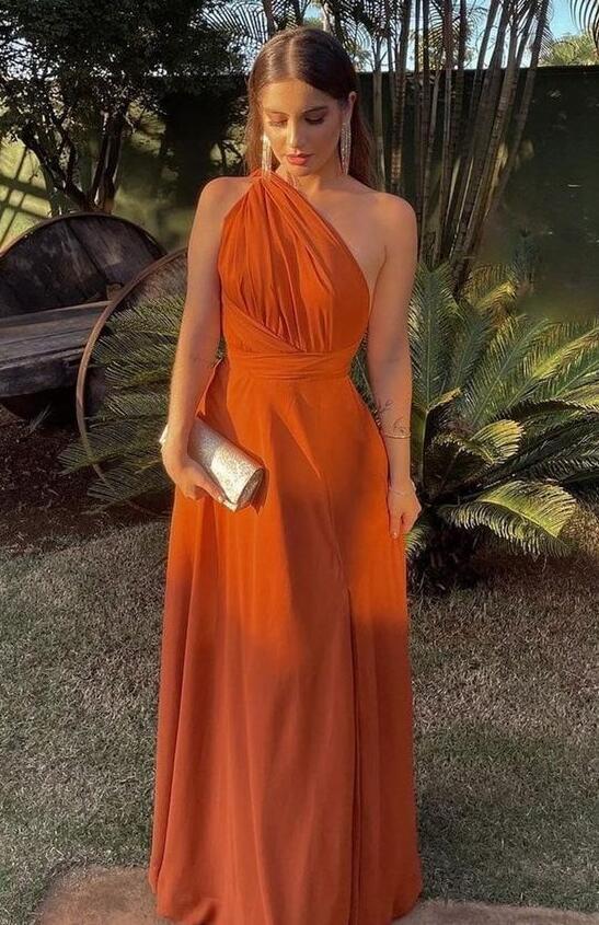Elegant A line orange prom dresses for women