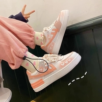 Coral Pink & White Little Mini Hearts Spring Summer Causal Girl Sweet Cute Women Sneakers Sports Running Shoes - Thumbnail 5