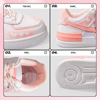 Coral Pink & White Little Mini Hearts Spring Summer Causal Girl Sweet Cute Women Sneakers Sports Running Shoes - Thumbnail 6
