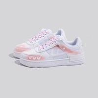 Coral Pink & White Little Mini Hearts Spring Summer Causal Girl Sweet Cute Women Sneakers Sports Running Shoes - Thumbnail 8