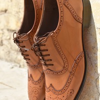 Really Awesome Finish Handmade Cap Toe British Lace Up Shoes - Thumbnail 1