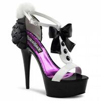 Sexy Super High Black and White Sandals - Thumbnail 3