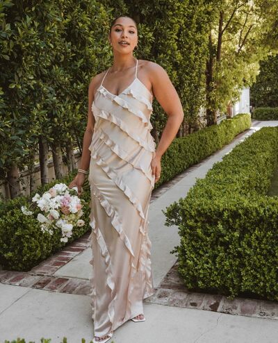 Charming Sheath V Neck Champagne Silk Satin Long Bridesmaid Dresses