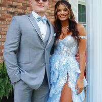 Cute A Line Sweetheart Light Blue Prom Dress with Appliques - Thumbnail 1