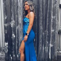 Cute Mermaid One Shoulder Royal Blue Long Prom Dresses with Beading - Thumbnail 1