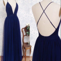Halter Prom Dresses Slit Side Criss Cross Back - Thumbnail 2