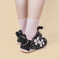 Dark Sweetheart Devil Wings Cross Thick Soles Girl Women Black Pink Sporty Sneaker Running Shoes - Thumbnail 5