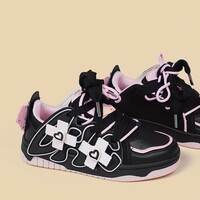 Dark Sweetheart Devil Wings Cross Thick Soles Girl Women Black Pink Sporty Sneaker Running Shoes - Thumbnail 6