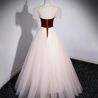 Cute Velvet Tulle Long Prom Dress, A-Line Evening Party Dress - Thumbnail 3