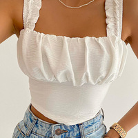 Temperament White Sling Sleeveless Shirt - Thumbnail 1