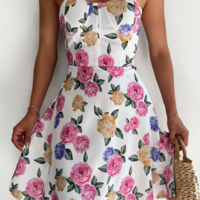 Women Sling Printed Sleeveless Dress - Thumbnail 1