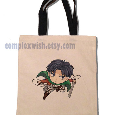 Attack on titan cotton tote - levi rivaille - Thumbnail 2
