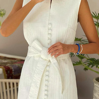 Sweet White Sleeveless Slim Dress - Thumbnail 1