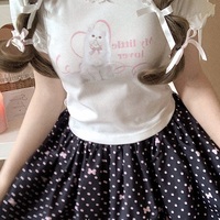 Persian Cat Kitten Cute Pattern Print Sweet Girl Women Fashion Puff Sleeve Lace Top Shirt - Thumbnail 8