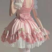 Pink Cute Princess Ruffled Bow Layered Short Cake Dress - Thumbnail 2