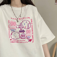 Bunny Lolipop E-girl Grunge Japanese Y2K Print Cotton Short Sleeved Oversize T-shirt Tees Top - Thumbnail 6