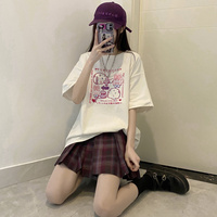 Bunny Lolipop E-girl Grunge Japanese Y2K Print Cotton Short Sleeved Oversize T-shirt Tees Top - Thumbnail 9