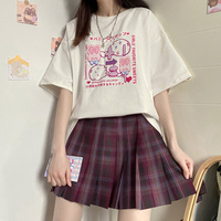 Bunny Lolipop E-girl Grunge Japanese Y2K Print Cotton Short Sleeved Oversize T-shirt Tees Top - Thumbnail 5
