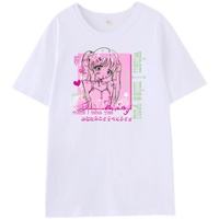 When I Miss You Anime Girl Streetwear E-girl Grunge Japanese Y2K Print Cotton White Short Sleeved Oversize T-shirt Tees Top - Thumbnail 9