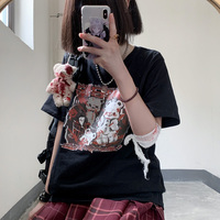 Dark Diary Killer Teddy Bear Black Red Streetwear E-girl Grunge Japanese Y2K Print Cotton Short Sleeved Oversize T-shirt Tees Top - Thumbnail 8