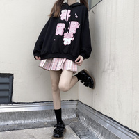Pink Nurse Bear Harajuku Streetwear E-girl Grunge Japanese Y2K Jacket Black Hoodie - Thumbnail 7