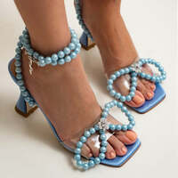 Blue Beaded Women Shoes Summer Heels(9cm) - Thumbnail 3